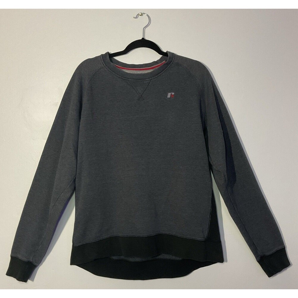 Russell Sweatshirt Gray Long Sleeve Pullover Crew Neck Fleece Casual Size L